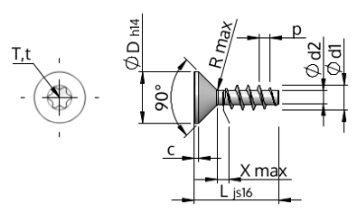 Parafuso de Cabeça Chata Hexalobular, WN1423, STP41A